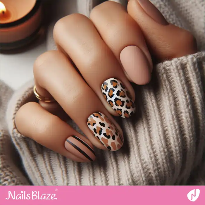 Simple Matte Leopard Accent Nails | Animal Print Nails - NB2558